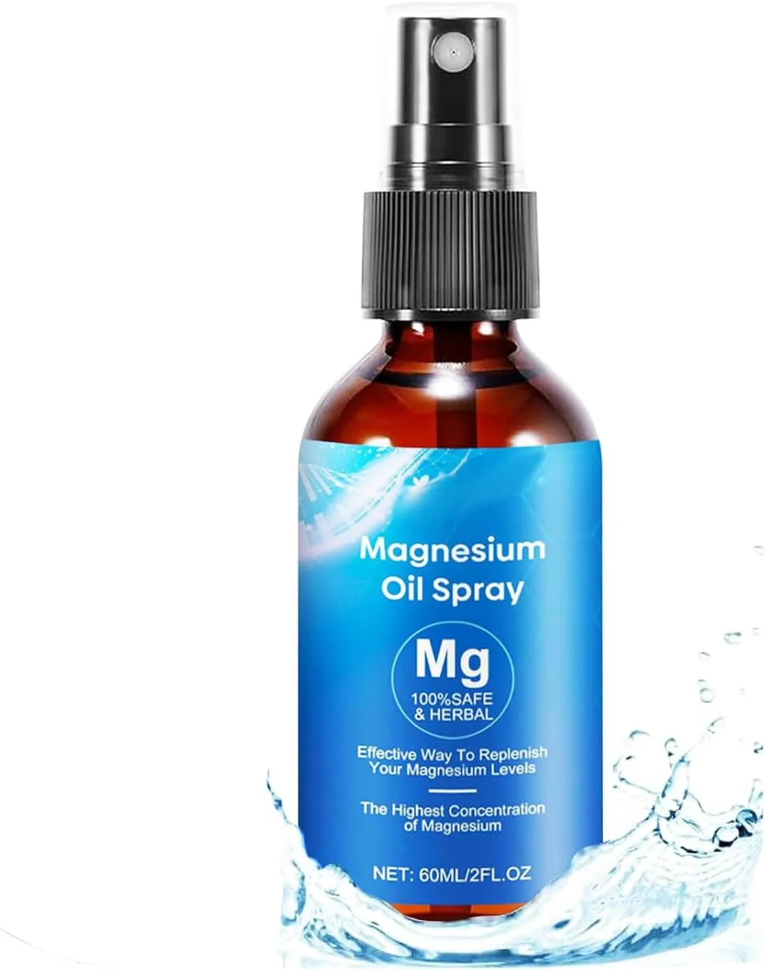 اسپری روغن منیزیم TERRIFI، روغن منیزیم طبیعی خالص و ارگانیک برای صورت، پاها و بدن، فرمول سبک در بطری شیشه ای، 60 میلی لیتر