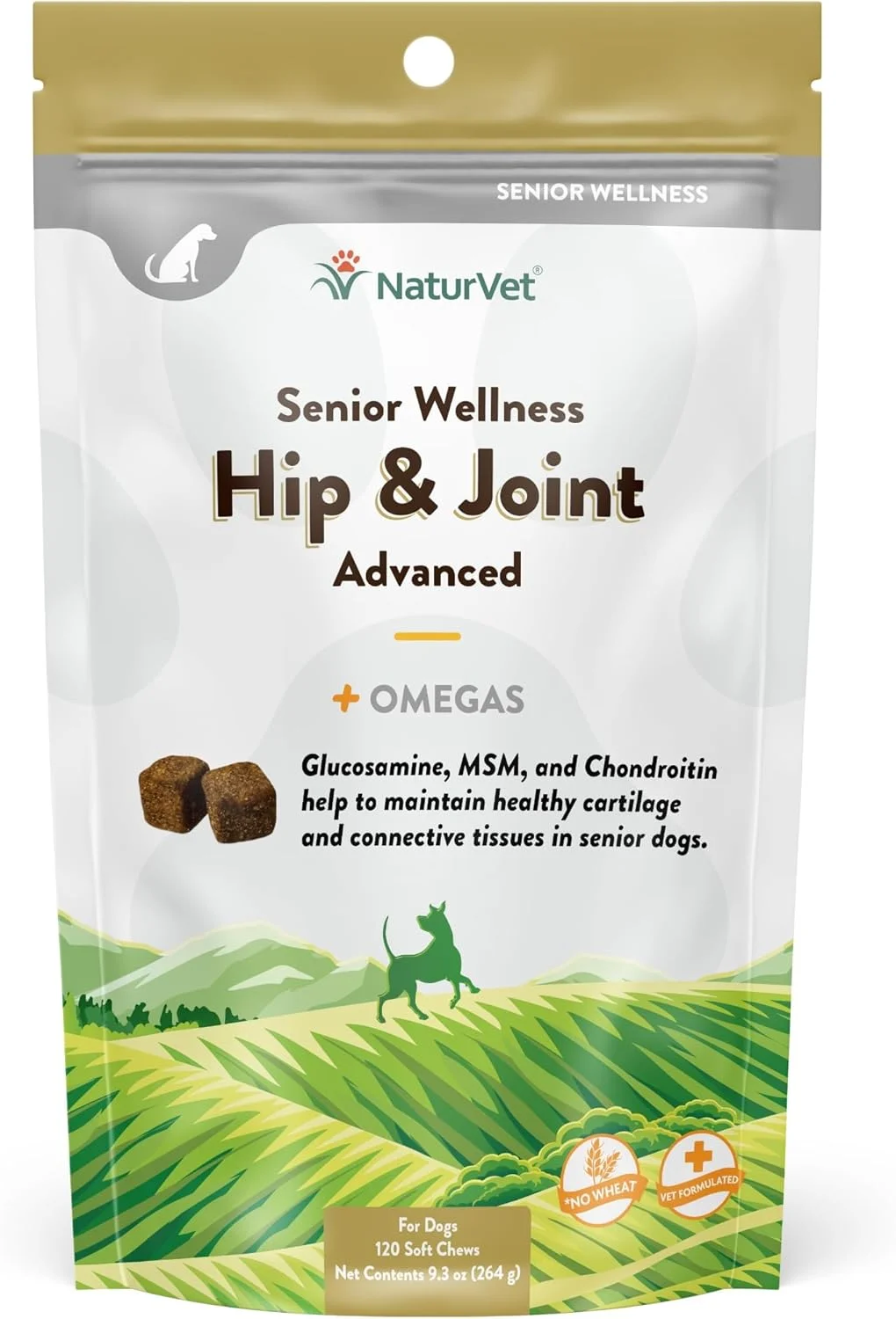 NaturVet – مکمل پیشرفته مفاصل و امگا برای سگ های مسن | کمک به حفظ عملکرد سالم مفاصل حیوان خانگی شما | پشتیبانی از مفاصل، غضروف و بافت های همبند | 120 عدد جویدنی نرم