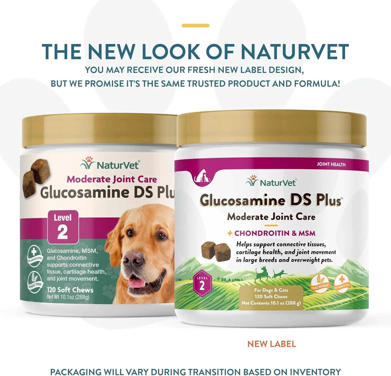 نرم جویدنی های گلوکزامین DS Plus Level 2 NaturVet، مراقبت متوسط، پشتیبانی از عملکرد سالم مفصل ران و مفاصل، تقویت شده با گلوکزامین، MSM و کندرویتین برای سگ ها و گربه ها، 120 عدد