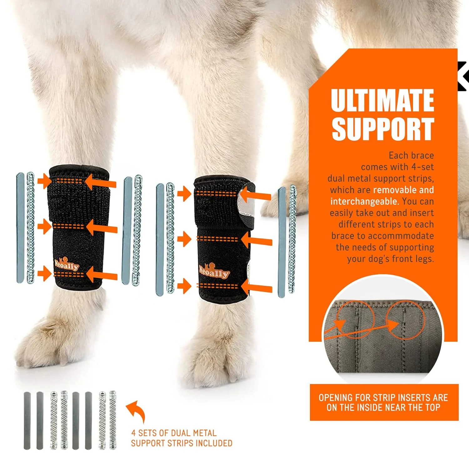 NeoAlly - محافظ پای جلویی سگ 3 در 1، بریس پای جلویی با درج های سخت و فنری، آستین پای سگ برای تحرک، ثبات و محافظت حیوان خانگی، با نوارهای بازتابنده، XXS-XS، 1 جفت NeoAlly - محافظ پای جلویی سگ 3 در 1، بریس پای جلویی با درج های سخت و فنری، آستین پای سگ برای تحرک، ثبات و محافظت حیوان خانگی، با نوارهای بازتابنده، XXS-XS، 1 جفت