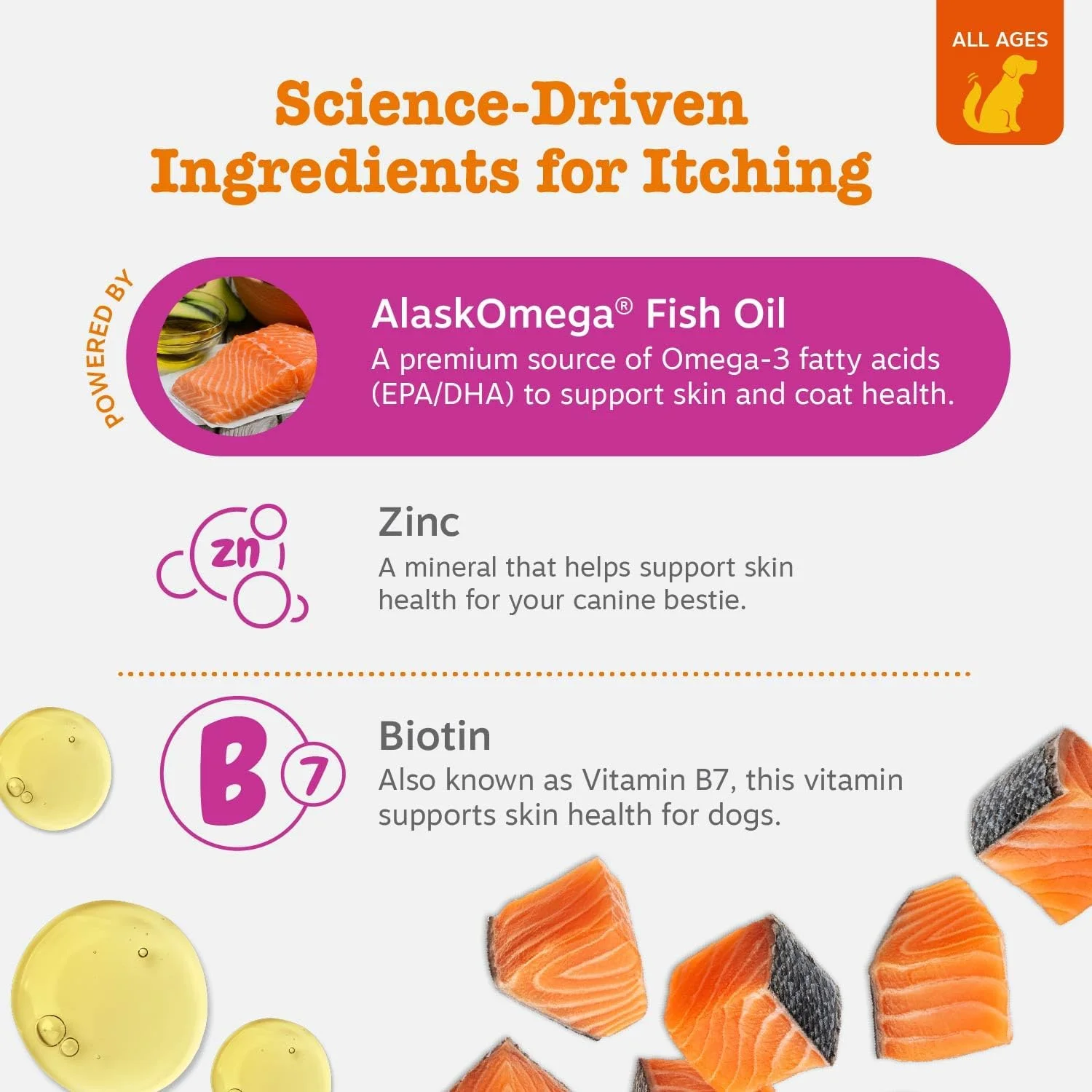 تشویقی رفع خارش سگ زستی پاوز - برای سلامت پوست و موی خارش دار - روغن ماهی امگا 3 با EPA و DHA - مکمل گاز زدگی سگ با ویتامین C و E برای پشتیبانی آنتی اکسیدانی - طعم مرغ - 90 عدد تشویقی رفع خارش سگ زستی پاوز - برای سلامت پوست و موی خارش دار - روغن ماهی امگا 3 با EPA و DHA - مکمل گاز زدگی سگ با ویتامین C و E برای پشتیبانی آنتی اکسیدانی - طعم مرغ - 90 عدد