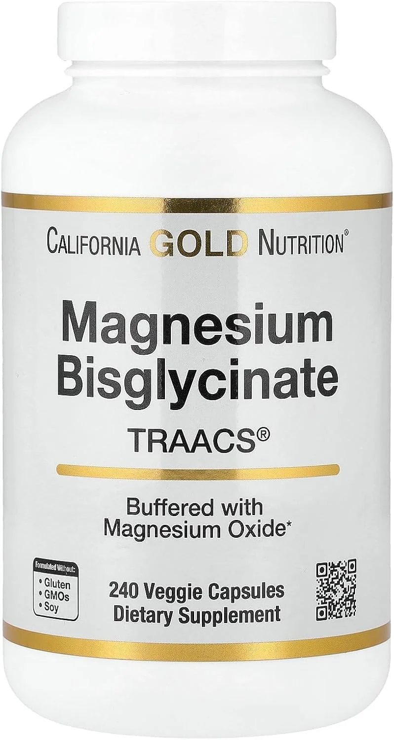 کپسول منیزیم بیس گلیسینات کالیفرنیا گلد نیوتریشن، فرموله شده با TRAACS®، ۲۴۰ عدد کپسول گیاهی (۱۰۰ میلی گرم در هر کپسول)