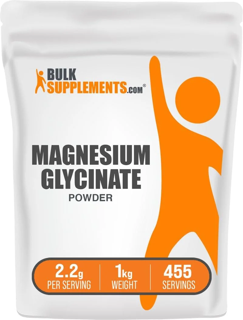 پودر منیزیم گلیسینات BulkSupplements.com - مکمل منیزیم برای استخوان و عضله - بدون گلوتن - 1250 میلی گرم (225 میلی گرم منیزیم) در هر وعده، 800 وعده (1 کیلوگرم - 2.2 پوند)