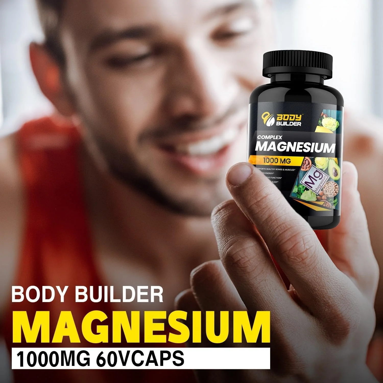 کپسول منیزیم ۱۰۰۰ میلی گرمی بادی بیلدینگ - پشتیبانی از استخوان، عضله و عصب - افزایش انرژی و کمک به خواب - پشتیبانی از هضم - 60 کپسول گیاهی کپسول منیزیم ۱۰۰۰ میلی گرمی بادی بیلدینگ - پشتیبانی از استخوان، عضله و عصب - افزایش انرژی و کمک به خواب - پشتیبانی از هضم - 60 کپسول گیاهی