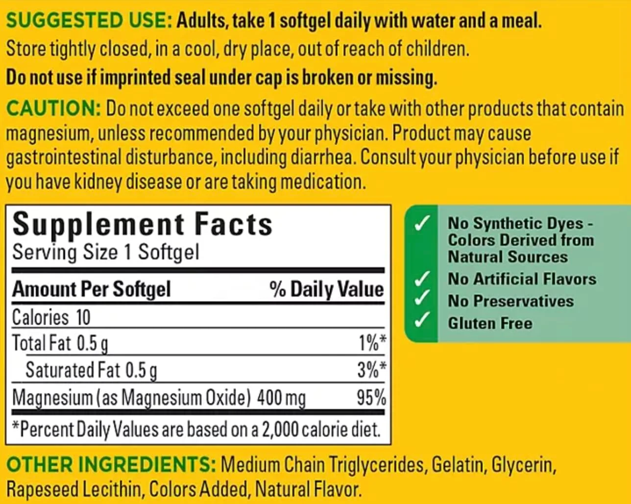منیزیم با قدرت بالا 400 میلی گرم نیچرمید - 150 سافت ژل مایع، (بسته 2 عددی)