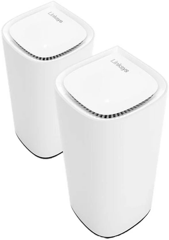 روتر مش سه بانده Linksys Velop Pro 6E، سرعت وای فای تا 600 مگابیت بر ثانیه در 2.4 گیگاهرتز، تا 2400 مگابیت بر ثانیه در 5 گیگاهرتز و 6 گیگاهرتز، 1 پورت WAN گیگابیتی و 1 پورت LAN گیگابیتی، بسته 2 عددی، سفید | MX6202