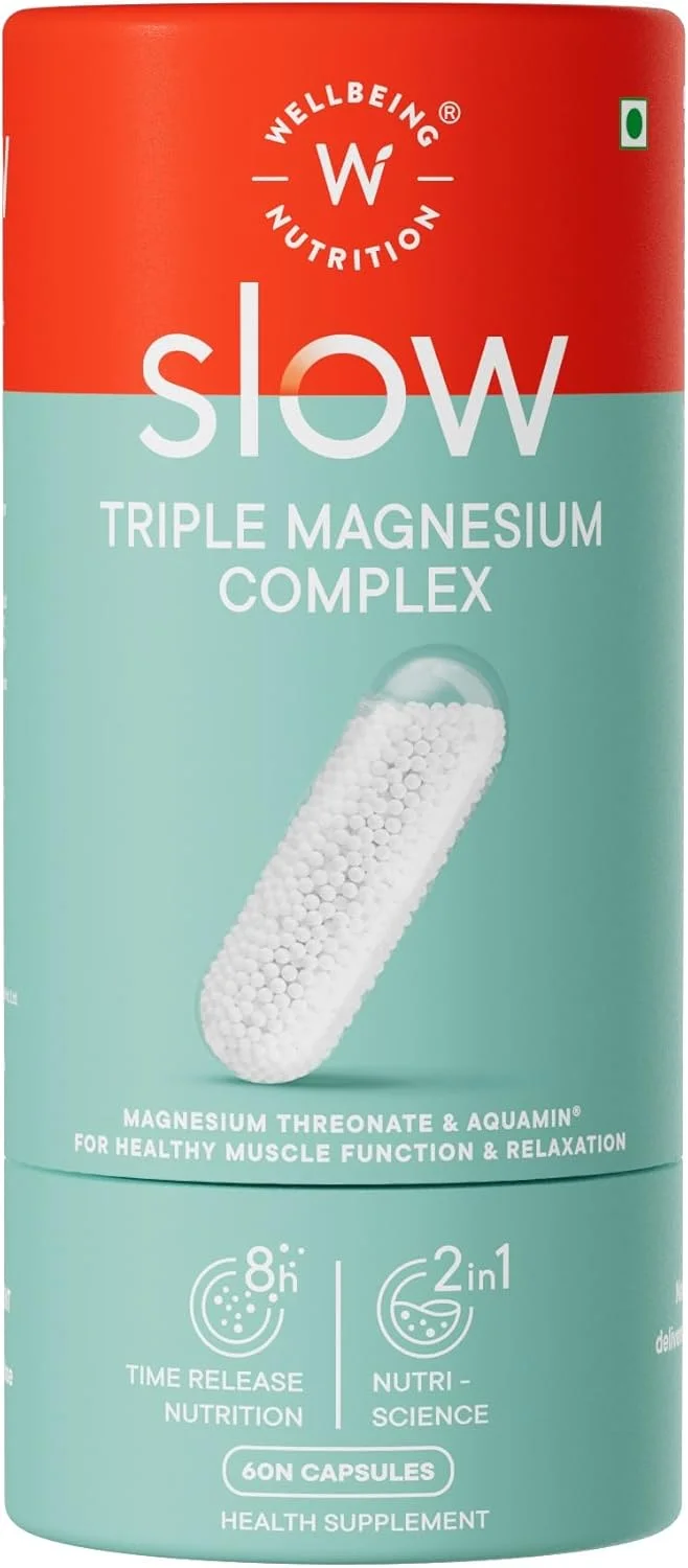 کمپلکس منیزیم سه گانه Wellbeing Nutrition با گلیسینات، آکوامین سیترات و ترئونات - 1000 میلی گرم | ریکاوری عضلات، خواب، شناخت، عملکرد عصبی، استخوان و مفاصل، سلامت قلب | 60 کپسول