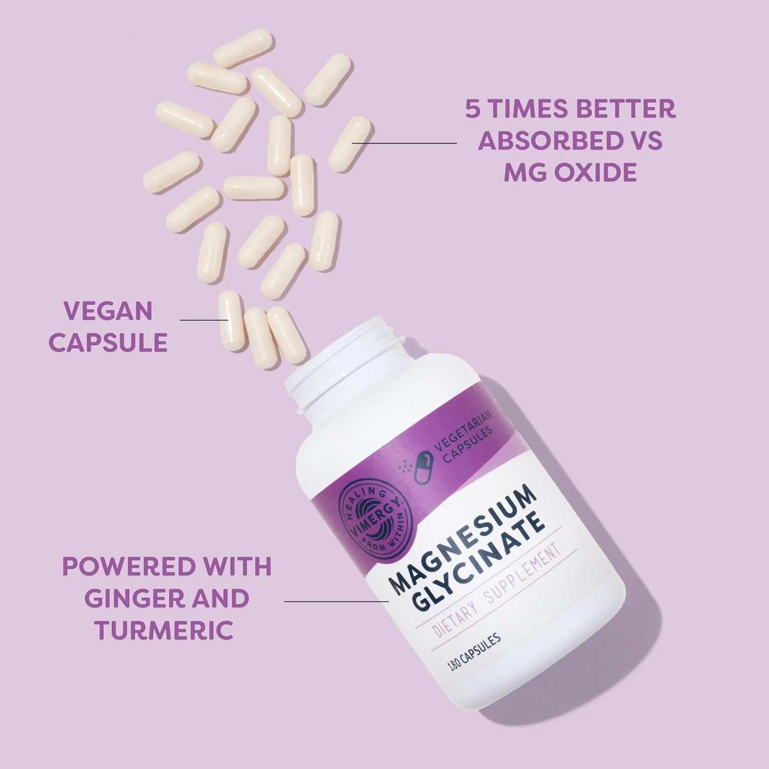 ویمرژی گلیسینات منیزیم – پشتیبانی از کاهش استرس – کلاته شده برای جلوگیری از ناراحتی معده – تقویت سلامت قلب و انرژی – کوشر، وگان، بدون گلوتن – 180 کپسول ویمرژی گلیسینات منیزیم – پشتیبانی از کاهش استرس – کلاته شده برای جلوگیری از ناراحتی معده – تقویت سلامت قلب و انرژی – کوشر، وگان، بدون گلوتن – 180 کپسول