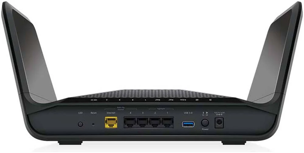 روتر وای فای 6 سه بانده Netgear Nighthawk 8-Stream، 2.4 گیگاهرتز/2x 5 گیگاهرتز (1200/4800 مگابیت بر ثانیه)، توان عملیاتی 6600 مگابیت بر ثانیه، 6x آنتن داخلی، مشکی | RAX70 روتر وای فای 6 سه بانده Netgear Nighthawk 8-Stream، 2.4 گیگاهرتز/2x 5 گیگاهرتز (1200/4800 مگابیت بر ثانیه)، توان عملیاتی 6600 مگابیت بر ثانیه، 6x آنتن داخلی، مشکی | RAX70