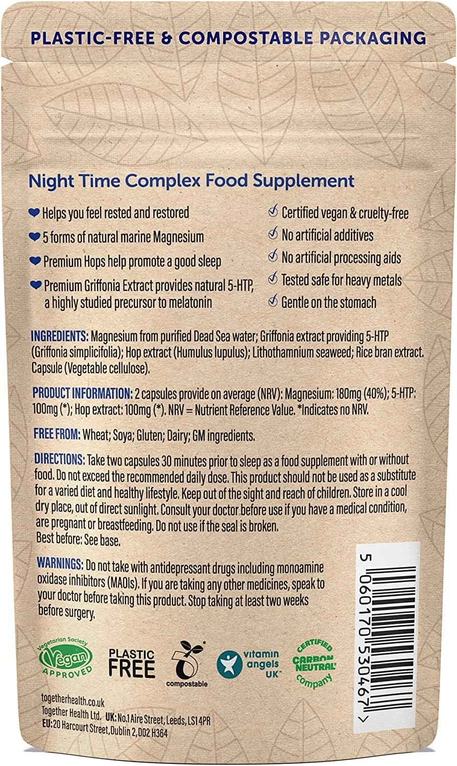 کمپلکس شبانه تِگِدر هلث - منیزیم دریایی - عصاره های گریفونیا و رازک - مناسب گیاهخواران - ساخت انگلستان - 60 کپسول گیاهی کمپلکس شبانه تِگِدر هلث - منیزیم دریایی - عصاره های گریفونیا و رازک - مناسب گیاهخواران - ساخت انگلستان - 60 کپسول گیاهی