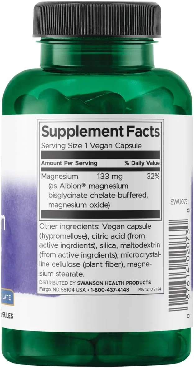 سوانسون اولترا آلبین کلاته منیزیم ۱۳۳ میلی گرم ۹۰ کپسول