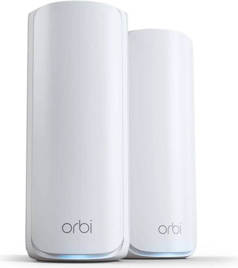 سیستم مش وای فای 7 سه بانده Netgear Orbi 770 Series، پوشش وای فای تا 510 متر مربع، سرعت 5760 + 4320 + 688 مگابیت بر ثانیه، سه بانده (2.4 گیگاهرتز، 5 گیگاهرتز، 6 گیگاهرتز)، بسته 2 عددی، سفید | RBE772-100EUS