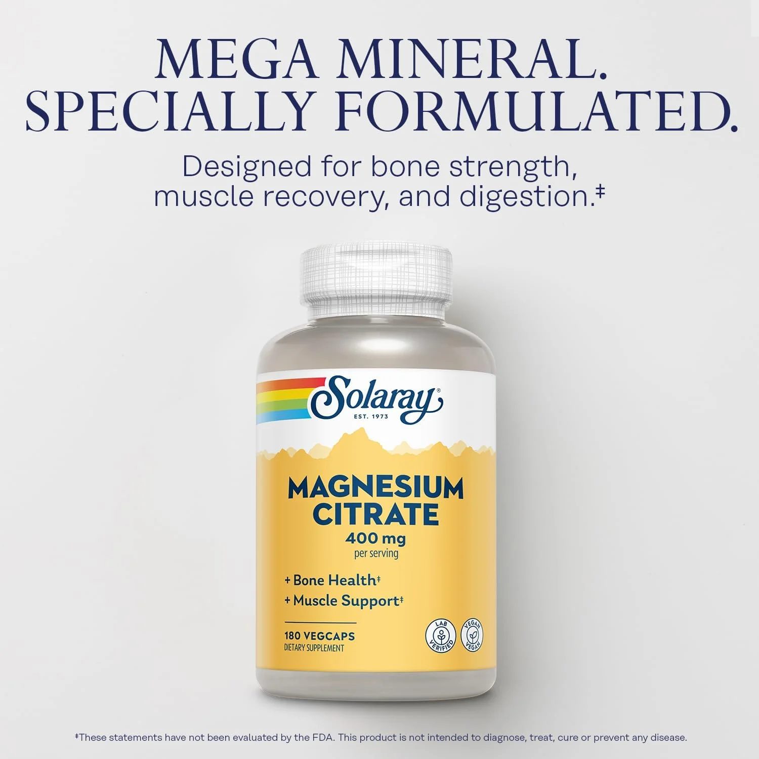 سیترات منیزیم 400 میلی گرم سولارای، 180 کپسول گیاهی
