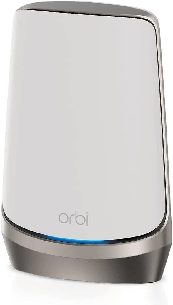 روتر مش وای فای 6E چهار بانده Netgear Orbi سری 960، روتر مش وای فای 6E چهار بانده با 2 ماهواره، سرعت فوق العاده سریع تا 10.8 گیگابیت بر ثانیه، پوشش تا 3000 فوت مربع، سفید | RBSE960-100APS