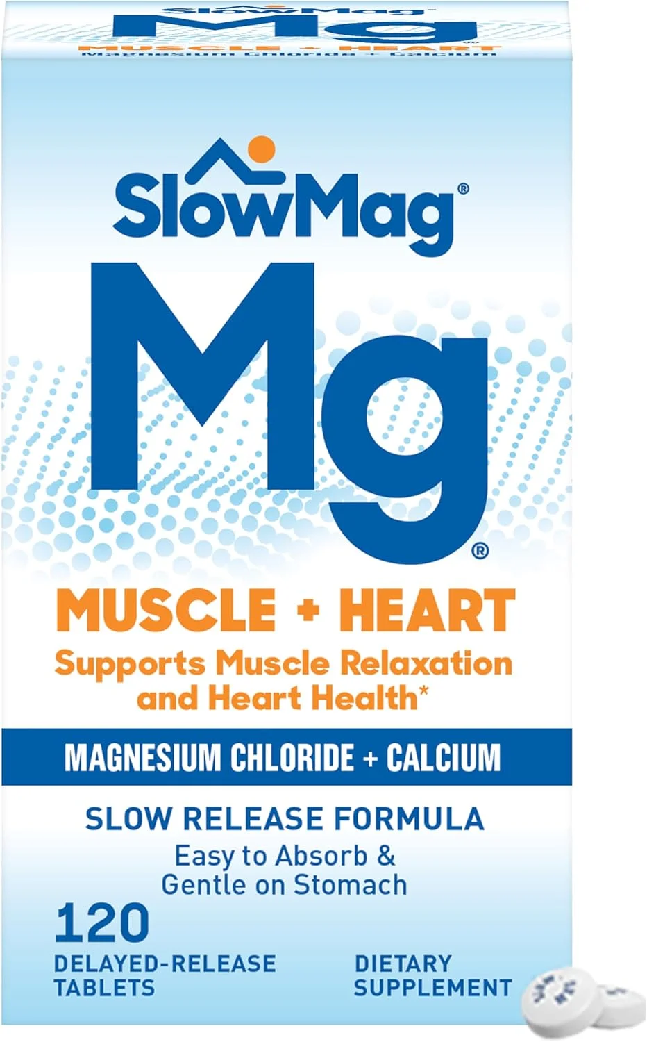 مکمل منیزیم کلرید و کلسیم SlowMag Mg Muscle + Heart، 120 عدد
