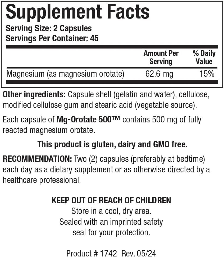 بیوتیکس ریسرچ Mg Orotate 500، فرم اوروتات منیزیم، پشتیبانی از قلب و عروق، سلامت قلب، پاسخ آرامش کلی، بهبود خواب و آرامش عضلات. 90 کپسول بیوتیکس ریسرچ Mg Orotate 500، فرم اوروتات منیزیم، پشتیبانی از قلب و عروق، سلامت قلب، پاسخ آرامش کلی، بهبود خواب و آرامش عضلات. 90 کپسول