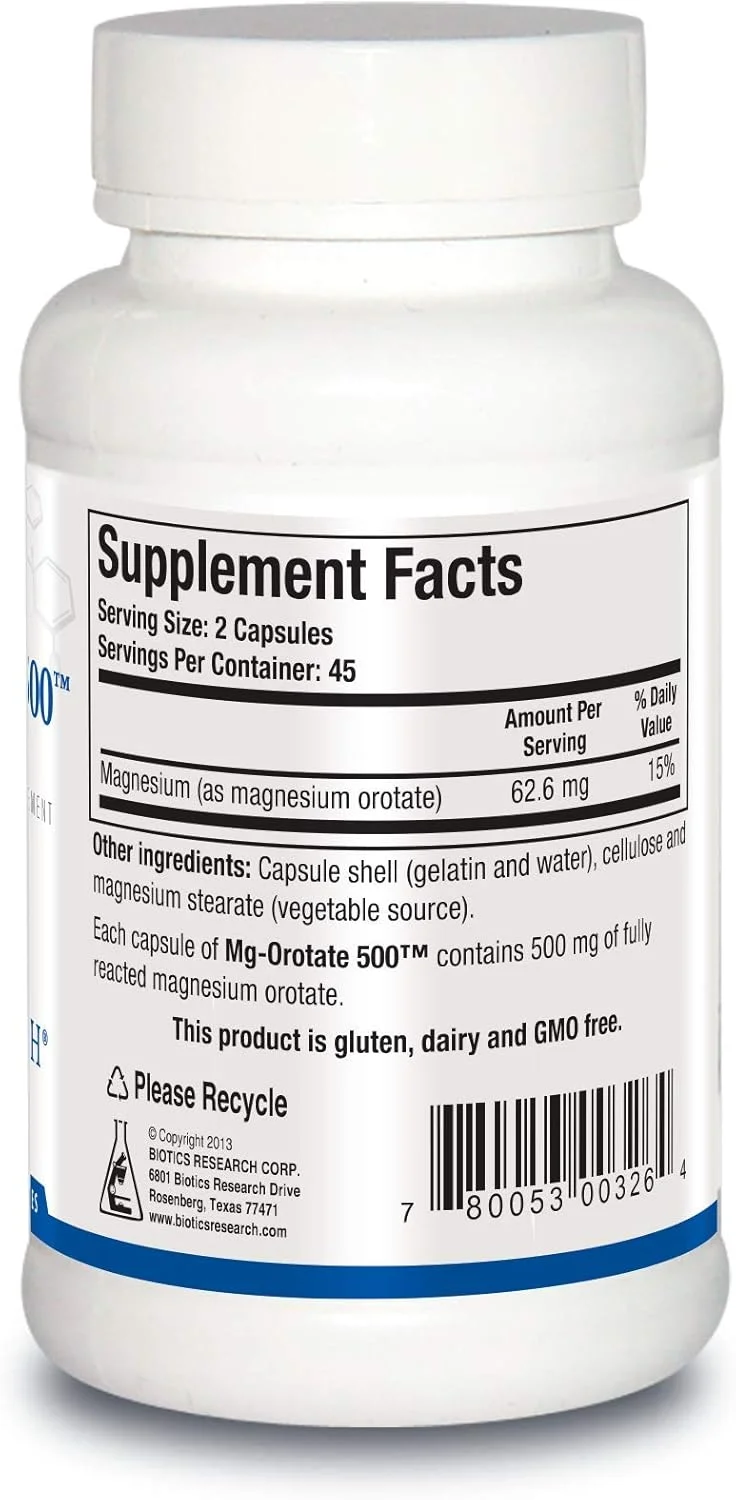 بیوتیکس ریسرچ Mg Orotate 500، فرم اوروتات منیزیم، پشتیبانی از قلب و عروق، سلامت قلب، پاسخ آرامش کلی، بهبود خواب و آرامش عضلات. 90 کپسول بیوتیکس ریسرچ Mg Orotate 500، فرم اوروتات منیزیم، پشتیبانی از قلب و عروق، سلامت قلب، پاسخ آرامش کلی، بهبود خواب و آرامش عضلات. 90 کپسول