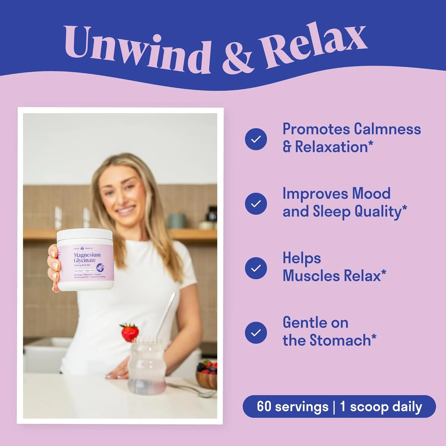 پودر منیزیم گلیسینات + ال-تیانین | 60 سروینگ | 300 میلی گرم در هر قاشق غذاخوری پودر منیزیم کلاته با جذب بالا برای خواب - طعم توت طبیعی، بدون شکر پودر منیزیم گلیسینات + ال-تیانین | 60 سروینگ | 300 میلی گرم در هر قاشق غذاخوری پودر منیزیم کلاته با جذب بالا برای خواب - طعم توت طبیعی، بدون شکر