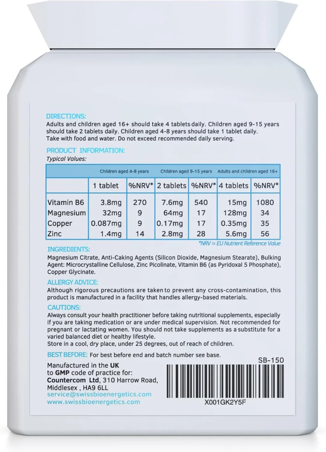 نورواکتیو 120 میکرو قرص با قابلیت جذب بالا - سیترات منیزیم، پیکولینات روی، گلیسینات مس و ویتامین ب6 متعادل برای کودکان و بزرگسالان - وگان - ساخت انگلستان نورواکتیو 120 میکرو قرص با قابلیت جذب بالا - سیترات منیزیم، پیکولینات روی، گلیسینات مس و ویتامین ب6 متعادل برای کودکان و بزرگسالان - وگان - ساخت انگلستان