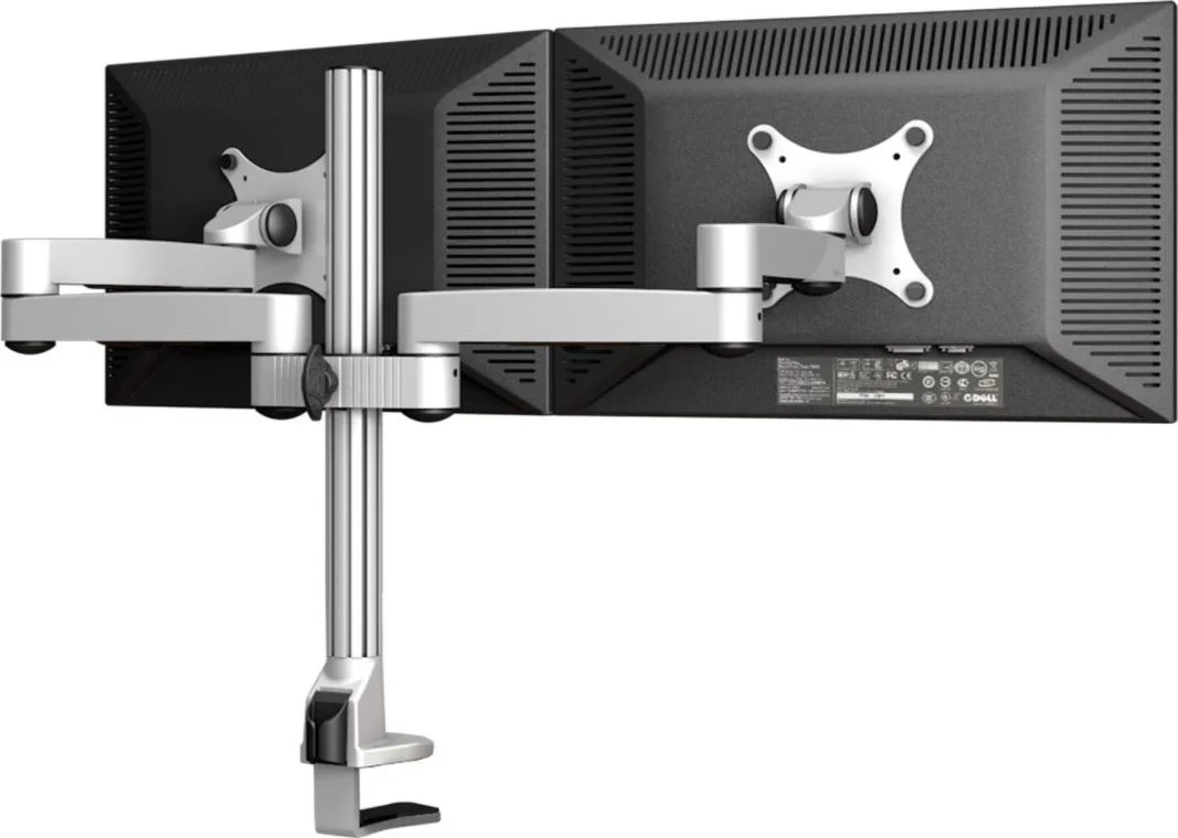 پایه رومیزی بازویی دوگانه قابل تنظیم Skill tech برای مانیتورهای 10 تا 30 اینچ LCD LED، حداکثر VESA 100x100mm و تحمل وزن تا 8 کیلوگرم (بازوی بلند دوگانه)