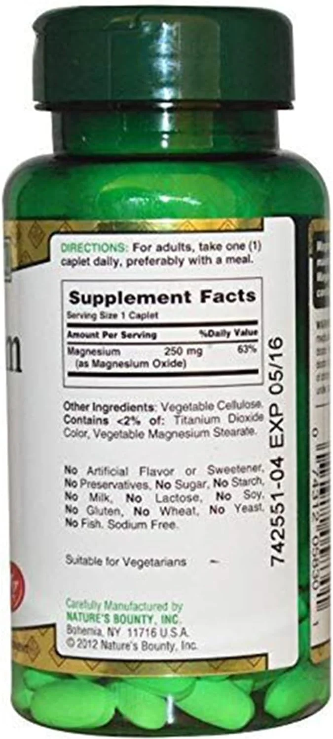 اکسید منیزیم 250 میلی گرم نیچرز بونتی، 100 کپسول اکسید منیزیم 250 میلی گرم نیچرز بونتی، 100 کپسول