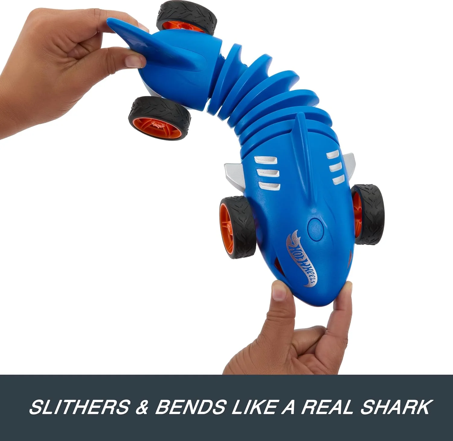 ماشین کنترلی هات ویلز Shark Speeder در مقیاس 1:15، وسیله نقلیه کنترلی که خم می شود، می چرخد و مانند یک ماشین جهش یافته سر می خورد، دارای چراغ ها و صداها