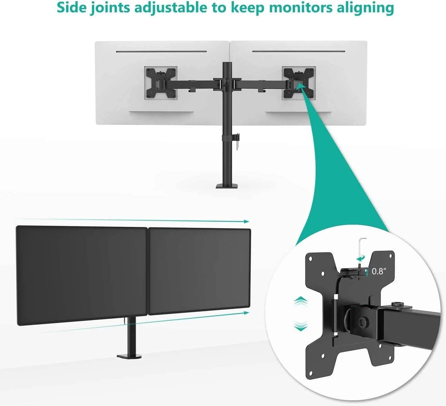 پایه رومیزی مانیتور LCD تکی، کاملاً قابل تنظیم، مناسب برای یک صفحه نمایش 13-32 اینچ، ظرفیت وزن بالا، مشکی، بازوی دوتایی پایه رومیزی مانیتور LCD تکی، کاملاً قابل تنظیم، مناسب برای یک صفحه نمایش 13-32 اینچ، ظرفیت وزن بالا، مشکی، بازوی دوتایی
