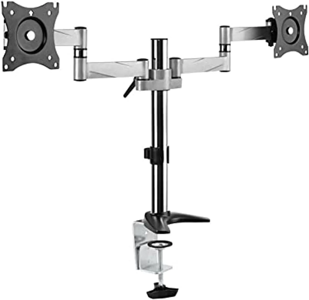 پایه رومیزی دو مانیتوره Skill Tech با قابلیت تنظیم ارتفاع، مناسب برای مانیتورهای 13 تا 27 اینچ، بازوی متحرک با فنر گازی، ساخته شده از آلومینیوم