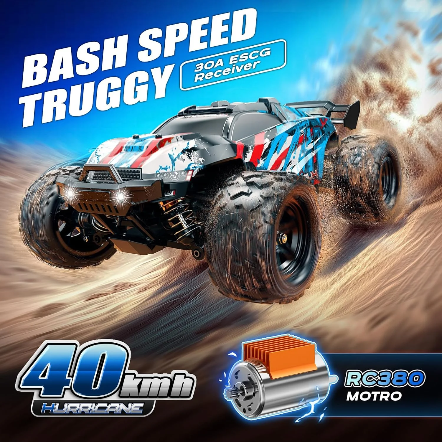 ماشین کنترلی براشلس مقیاس 1:18، مناسب برای بزرگسالان و پسران، سرعت 40 کیلومتر در ساعت، مجموعه دنده آلیاژ آلومینیوم، آفرود 4x4