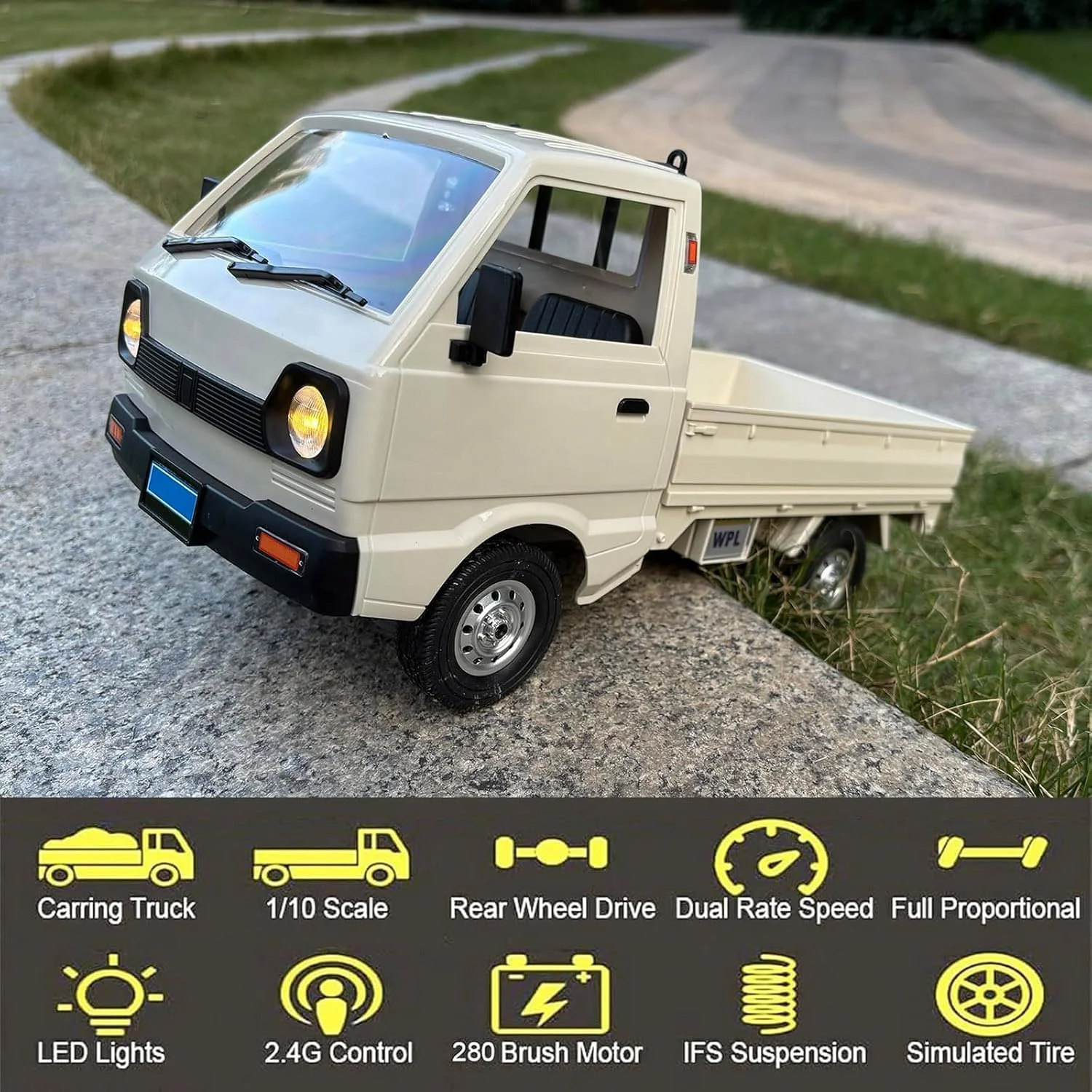 ماشین آرسی کی تراک WPL D12، ماشین دریفت آرسی مقیاس 1/10، کی تراک کنترل از راه دور RTR 2.4G RWD موتور 260، دریفت، اسباب بازی سرگرمی پیکاپ برای بزرگسالان