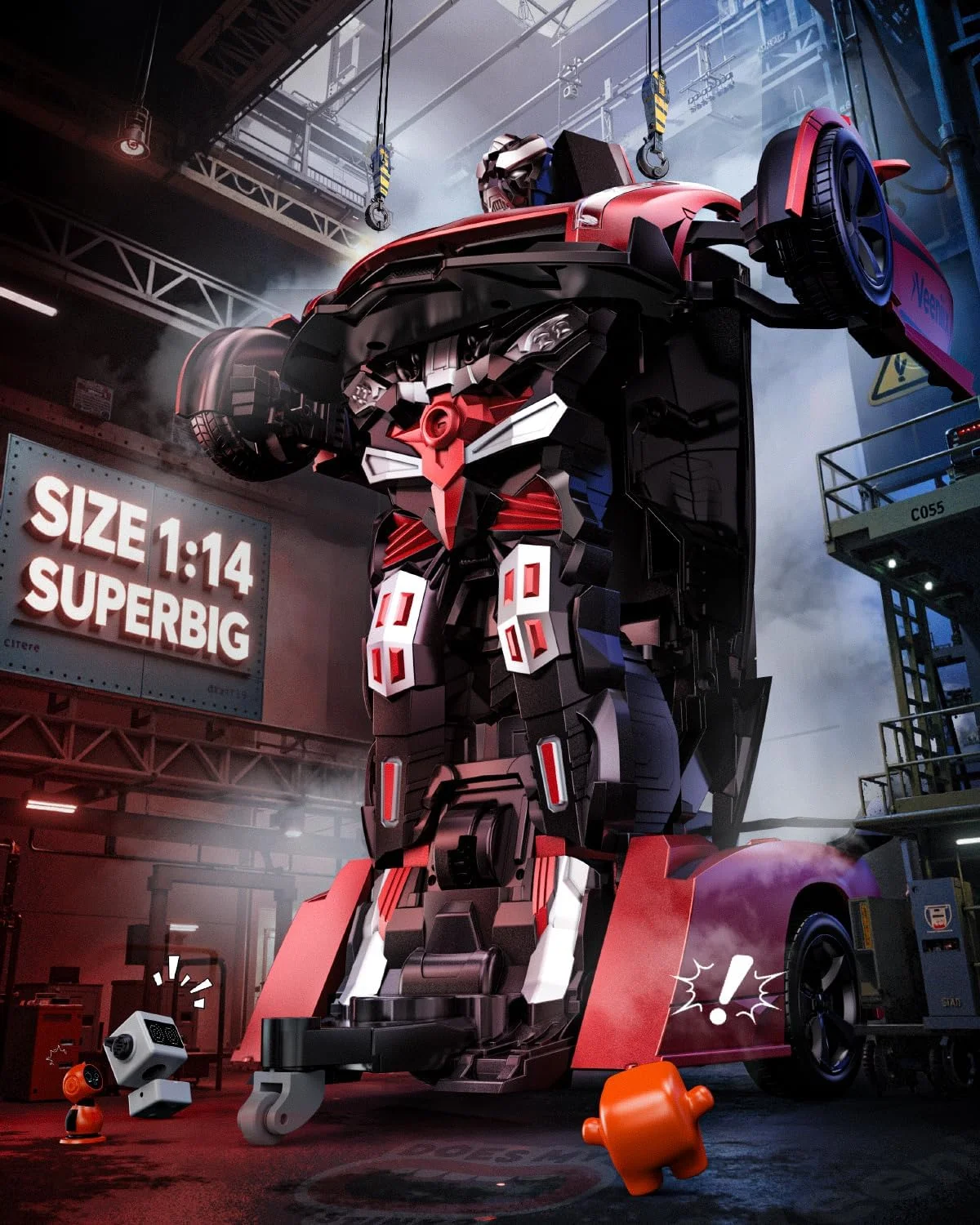 ماشین کنترلی تبدیل‌شونده V992، ماشین‌های ربات کنترلی تبدیل‌شونده، مقیاس 1:14، ماشین اسباب‌بازی ربات 2 در 1 با صدا و نور، حسگر حرکتی، تغییر شکل خودکار، اسباب‌بازی هدیه عالی برای پسران و دختران 4-6 ساله (قرمز)