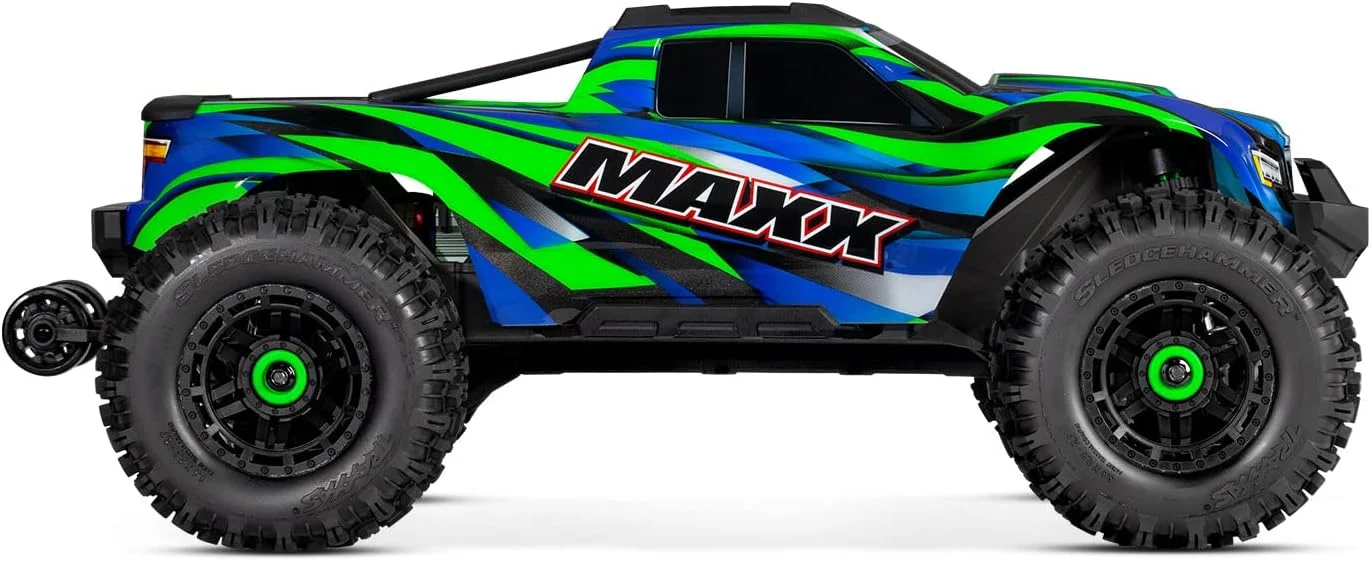 ماشین کنترلی مدل تراکسس Maxx Wide سبز مقیاس 1:10، مانستر تراک 4WD RTR 2.4GHz