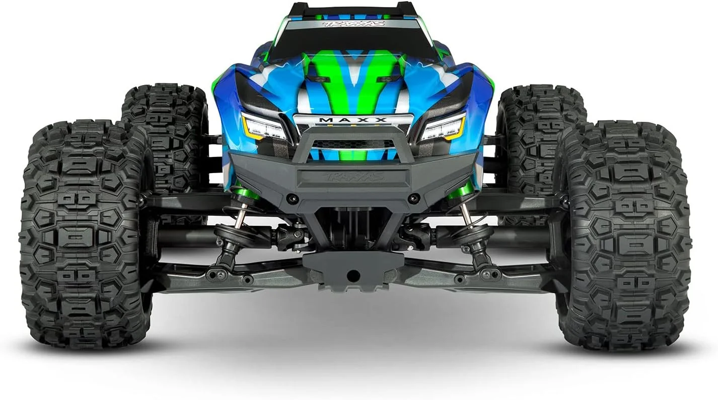 ماشین کنترلی مدل تراکسس Maxx Wide سبز مقیاس 1:10، مانستر تراک 4WD RTR 2.4GHz