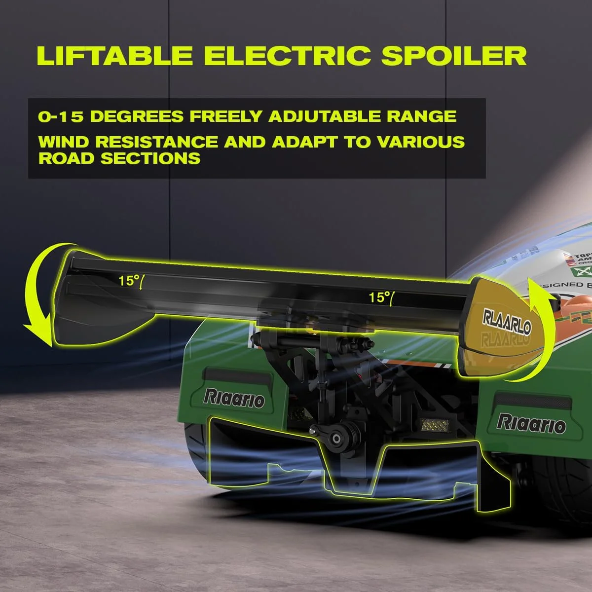 ماشین کنترلی بزرگ و پرسرعت AMORIL 1/10 AK-787 با موتور براشلس، شاسی فیبر کربن، میل محرک فولادی CNC، چراغ ترمز، چرخ آلومینیومی، برد 150 متر، سبز