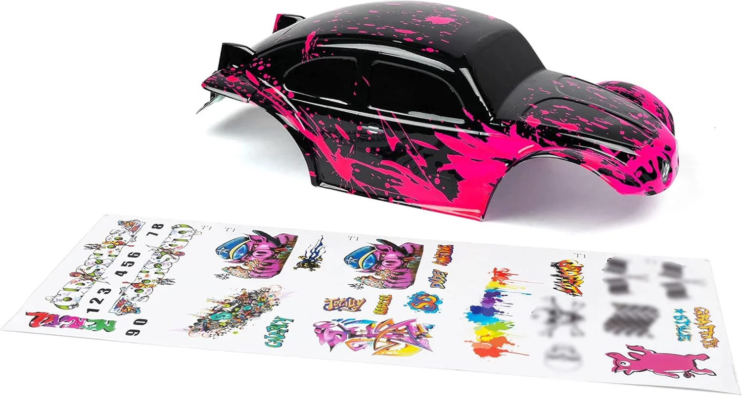 بدنه سفارشی SummitLink سازگار با ماشین یا کامیون آرسی مقیاس 1/10 و 1/8 (کامیون شامل نمی شود) (صورتی گلی داغ روی مشکی)