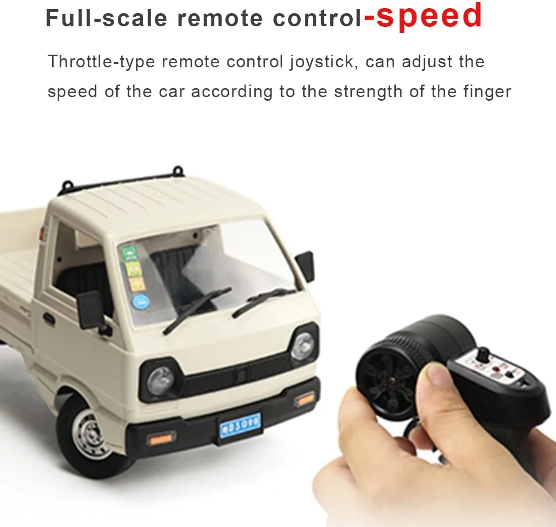 مینی کامیون آرسی WPL D12 مقیاس 1/16، مینی ون آرسی 2.4G با سرعت بالای 20 کیلومتر در ساعت، باتری دوتایی DIY، کامیون و ون های کنترل از راه دور، اسباب بازی های آرسی سرگرمی داخل و خارج از خانه