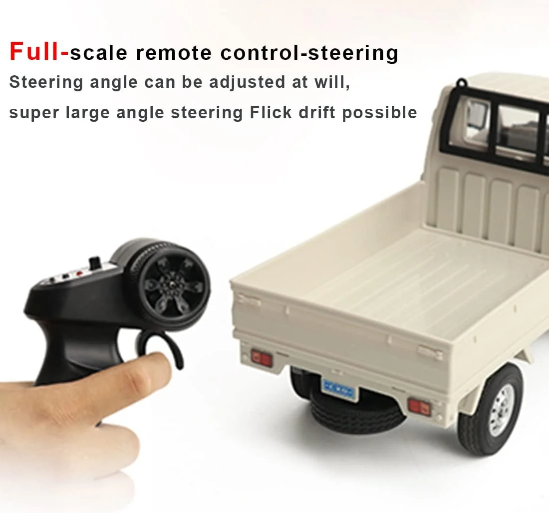 مینی کامیون آرسی WPL D12 مقیاس 1/16، مینی ون آرسی 2.4G با سرعت بالای 20 کیلومتر در ساعت، باتری دوتایی DIY، کامیون و ون های کنترل از راه دور، اسباب بازی های آرسی سرگرمی داخل و خارج از خانه