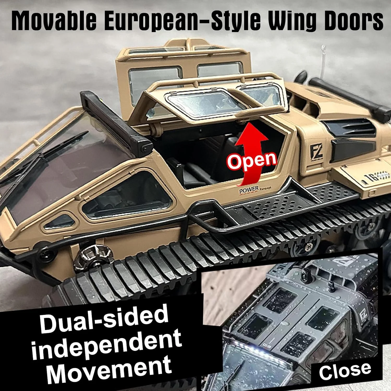 ماشین کنترلی تانک نظامی خزنده آفرود XINGRUI مقیاس 1:12 با 4WD، سرعت/فرمان قابل تنظیم، 2 باتری و درهای بازشو - کامیون RC تمام زمینی برای کودکان و بزرگسالان، هدیه تولد