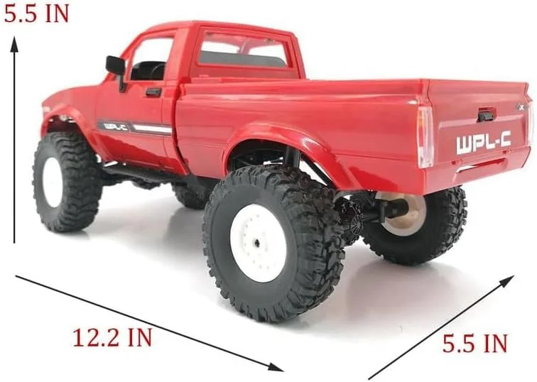 ماشین کنترلی آفرود YIKESHU مدل مسابقه ای، مقیاس 1:16، 2.4G، دو کاناله، چهار چرخ متحرک، اسباب بازی کنترلی مناسب کودکان، کامیون نیمه تریلر RTR با چراغ های LED (قرمز)