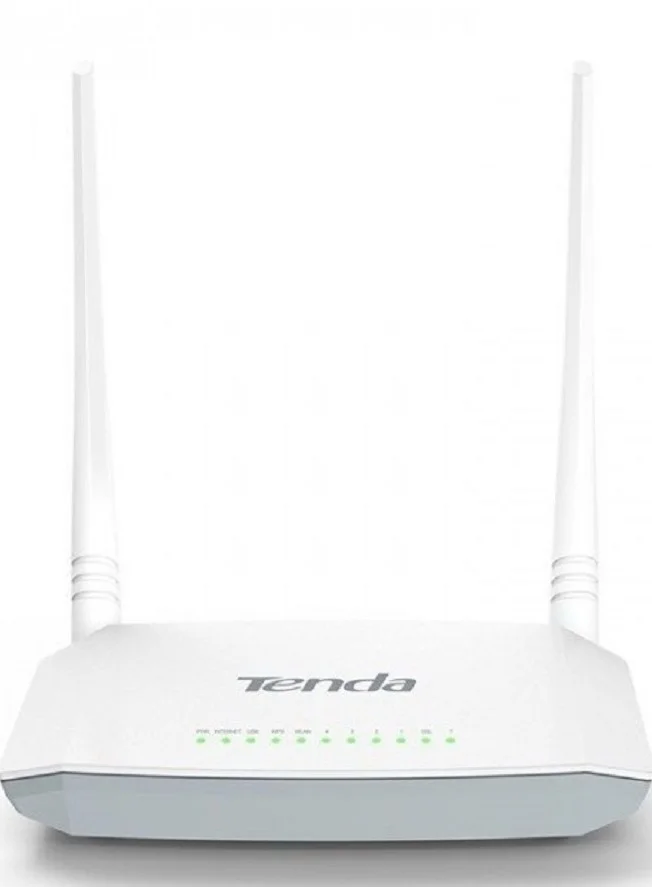 مودم روتر بی‌سیم تندا مدل D301 V2، سرعت 300 مگابیت بر ثانیه، 2.4 گیگاهرتز، رابط‌های LAN/WAN/DSL، ولتاژ 100-240 ولت، آنتن 5dBi، سفید | D301 V2
