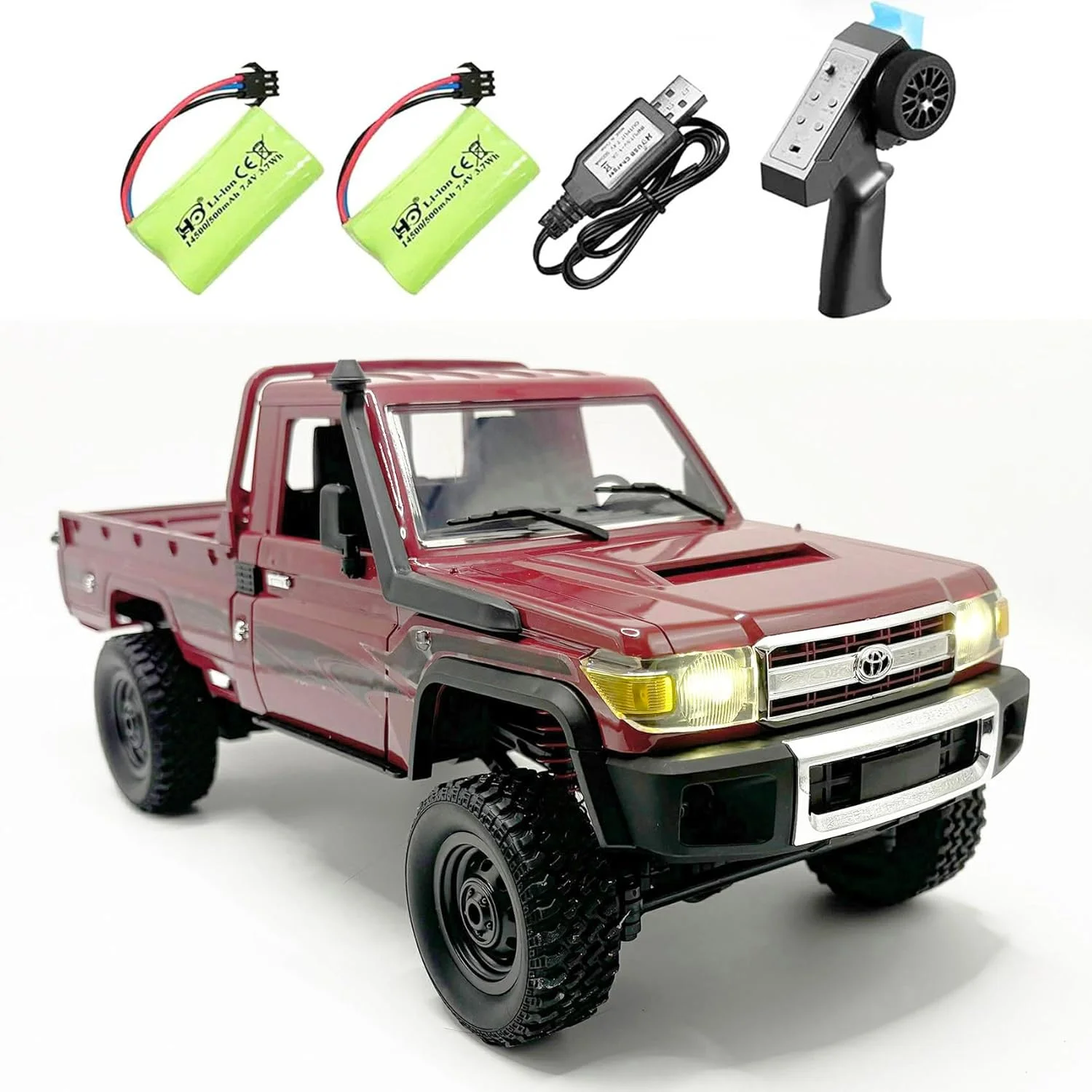 ماشین کنترلی صخره نورد آرسی 4x4، مقیاس 1/12، مدل تویوتا لندکروزر MN82، پیکاپ آفرود RTR، ماشین تمام زمینی، موتور 280، شاسی ارتقا یافته، 2 باتری