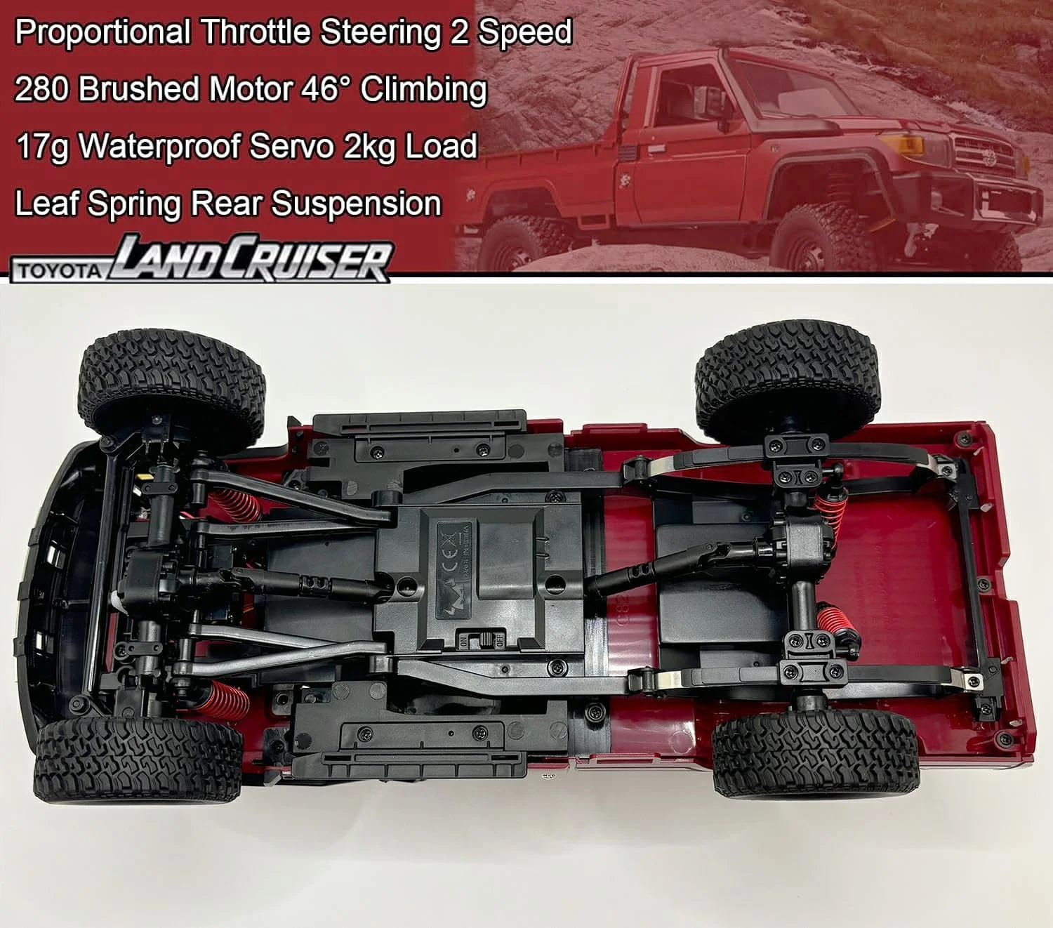 ماشین کنترلی صخره نورد آرسی 4x4، مقیاس 1/12، مدل تویوتا لندکروزر MN82، پیکاپ آفرود RTR، ماشین تمام زمینی، موتور 280، شاسی ارتقا یافته، 2 باتری