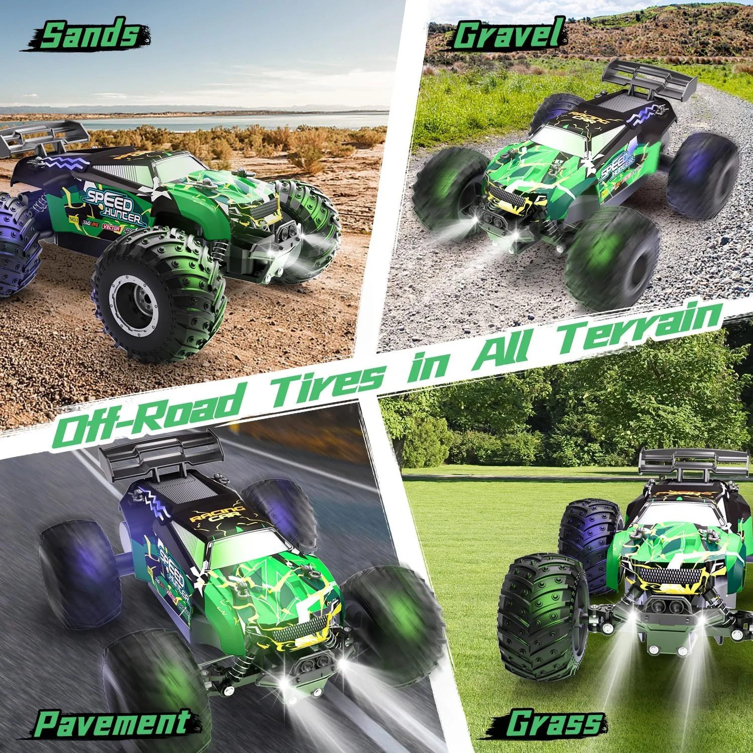 ماشین کنترلی، ماشین های آرسی، ماشین هیولا آفرود، ماشین آرسی سرعتی با دو باتری قابل شارژ و نور رنگی، اسباب بازی ماشین آرسی سریع 20 کیلومتر بر ساعت، هدیه برای پسران