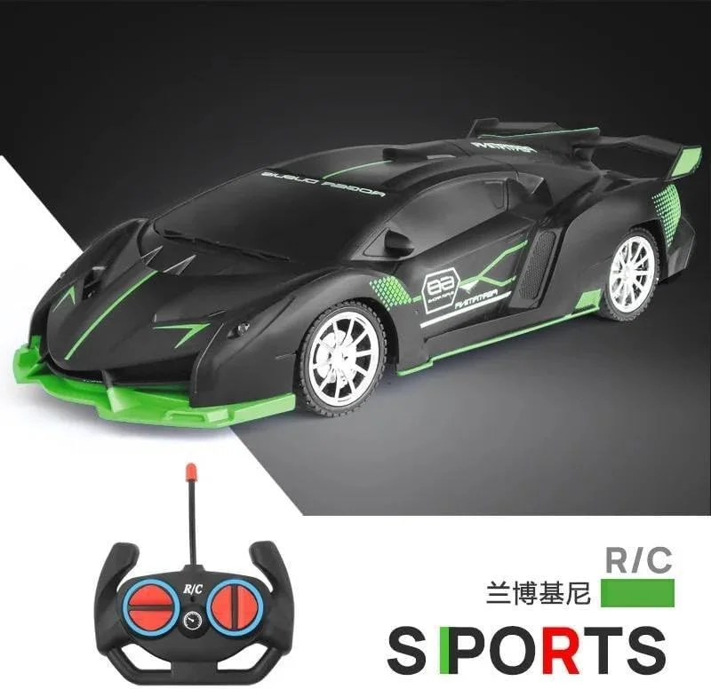 ماشین مسابقه ای پر سرعت با ظاهری شیک و طراحی مدرن، اسباب بازی ماشین کنترلی برای کودکان (سبز)