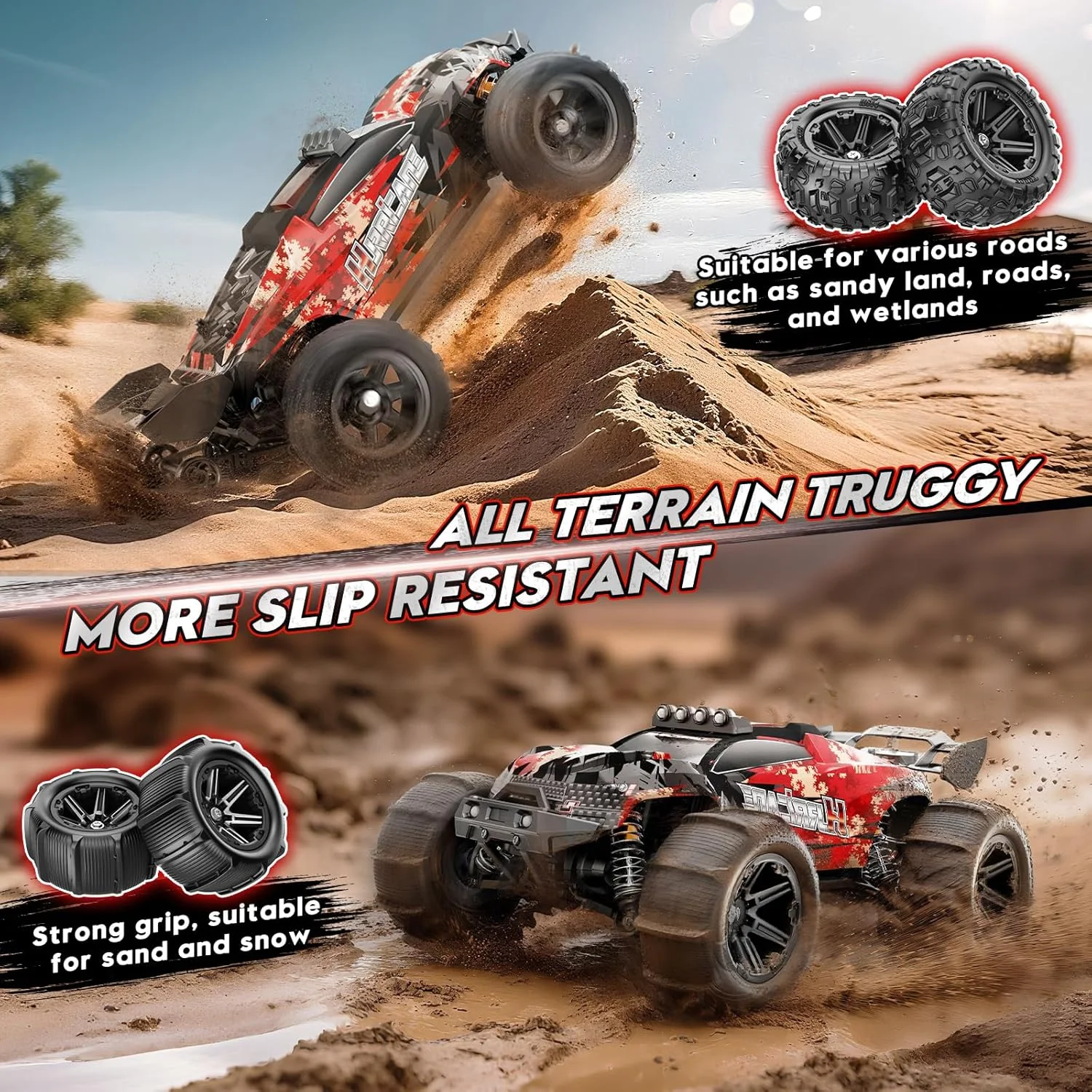 ماشین کنترلی YESHIN - ماشین آرسی مقیاس 1:14 با سرعت بالای 40+ کیلومتر در ساعت، ماشین هیولا کنترلی برای کودکان، بزرگسالان و کودکان 8 سال به بالا