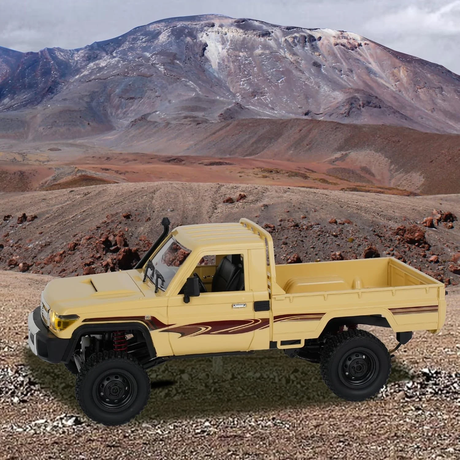 MN82 آرسی صخره نورد، کامیون کنترل از راه دور 2.4 گیگاهرتز، پیکاپ آفرود 4WD با 2 سرعت قابل تعویض، با 2 باتری 1200 میلی آمپر ارتقا یافته، مقیاس 1/12 (همراه با هدیه)