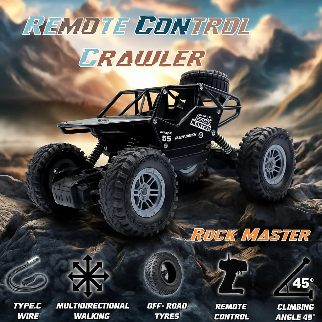 ماشین کنترلی صخره نورد فوق العاده برای کودکان، ماشین اسباب بازی صخره نوردی (مشکی)