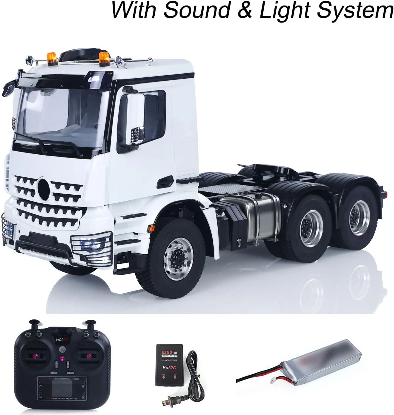 کامیون تراکتور آرسی فلزی رادیویی مقیاس 1/14، دارای گیربکس 2 سرعته و شاسی 6*6 مناسب مدل تریلر برای بزرگسالان