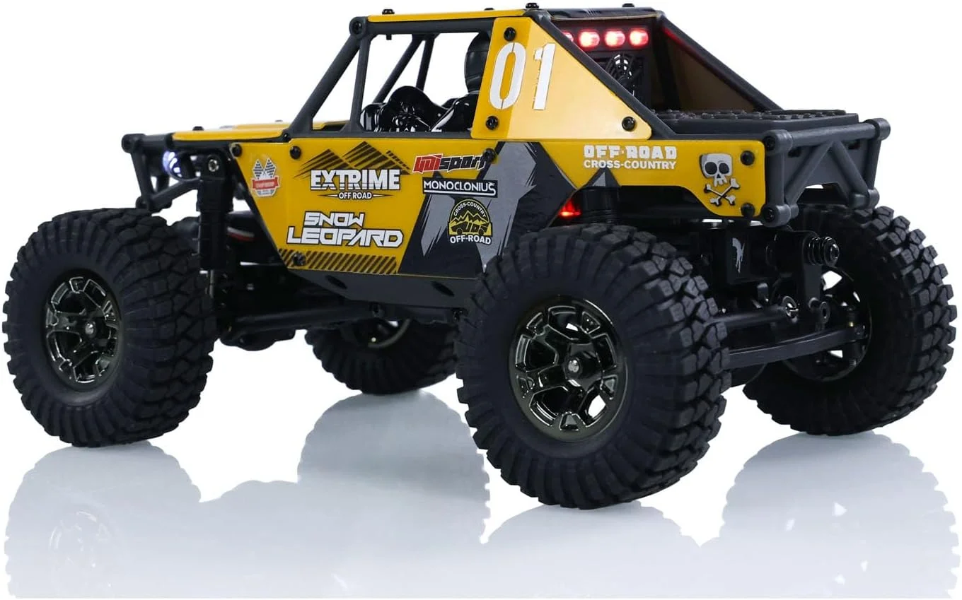 مدل صخره نورد آرسی UdiRC UCX2405PRO با موتور براشلس، مقیاس 1/24، 4x4، وسایل نقلیه آفرود کنترل از راه دور، باتری (زرد)