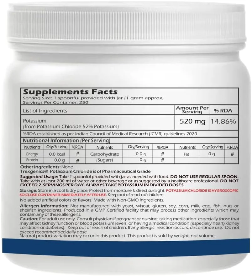 پودر پتاسیم کلرید ترکس ژنیکس (250 گرم / 8.81 اونس) ماده معدنی ضروری (بسته 1 عددی) پودر پتاسیم کلرید ترکس ژنیکس (250 گرم / 8.81 اونس) ماده معدنی ضروری (بسته 1 عددی)